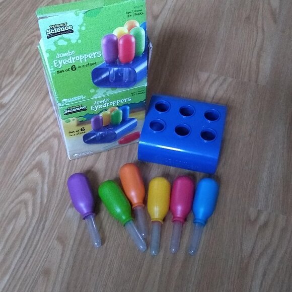 Learning Resources Jumbo colorful Eyedroppers x 6 Used - Picture 2 of 3